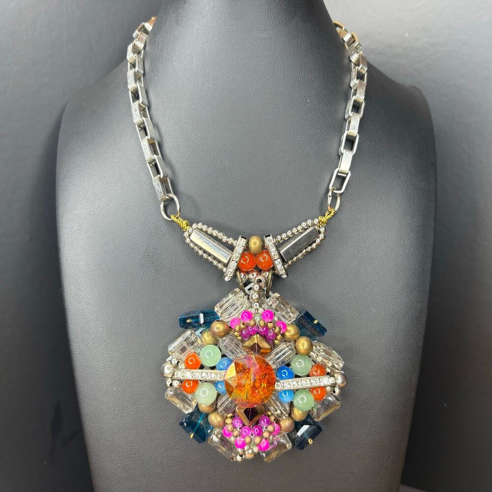 Anthropologie Pam Hiran Chunky Pendant Necklace Statement Necklace 14"/2"